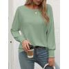 imageATHMILE Long Sleeve Tops for Women 2025 Spring Fashion T Shirts for Women Crewneck Casual Loose Shirts Basic TeeGrey Green