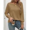 imageATHMILE Long Sleeve Tops for Women 2025 Spring Fashion T Shirts for Women Crewneck Casual Loose Shirts Basic TeeKhaki