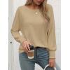 imageATHMILE Long Sleeve Tops for Women 2025 Spring Fashion T Shirts for Women Crewneck Casual Loose Shirts Basic TeeLight Brown