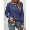 imageATHMILE Long Sleeve Tops for Women 2025 Spring Fashion T Shirts for Women Crewneck Casual Loose Shirts Basic TeeNavy Blue