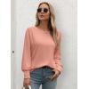 imageATHMILE Long Sleeve Tops for Women 2025 Spring Fashion T Shirts for Women Crewneck Casual Loose Shirts Basic TeePink