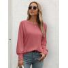 imageATHMILE Long Sleeve Tops for Women 2025 Spring Fashion T Shirts for Women Crewneck Casual Loose Shirts Basic TeeWatermelon Red