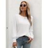 imageATHMILE Long Sleeve Tops for Women 2025 Spring Fashion T Shirts for Women Crewneck Casual Loose Shirts Basic TeeWhite