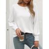 imageATHMILE Long Sleeve Tops for Women 2025 Spring Fashion T Shirts for Women Crewneck Casual Loose Shirts Basic TeeWhite