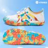 imageATHMILE Water Shoes for Women Men QuickDry Lightweight Barefoot Beach Pool Aqua Shoes for Swim Hiking Snorkeling KayakA White Colorful