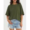 imageATHMILE Womens Oversized T Shirts Loose Fit Crewneck Short Sleeve Tops Summer Casual Blouse Y2K 2025 Basic Tee BeachArmygreen