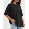 imageATHMILE Womens Oversized T Shirts Loose Fit Crewneck Short Sleeve Tops Summer Casual Blouse Y2K 2025 Basic Tee BeachBlack
