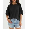 imageATHMILE Womens Oversized T Shirts Loose Fit Crewneck Short Sleeve Tops Summer Casual Blouse Y2K 2025 Basic Tee BeachBlack