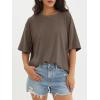 imageATHMILE Womens Oversized T Shirts Loose Fit Crewneck Short Sleeve Tops Summer Casual Blouse Y2K 2025 Basic Tee BeachBrown