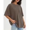 imageATHMILE Womens Oversized T Shirts Loose Fit Crewneck Short Sleeve Tops Summer Casual Blouse Y2K 2025 Basic Tee BeachBrown