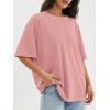 imageATHMILE Womens Oversized T Shirts Loose Fit Crewneck Short Sleeve Tops Summer Casual Blouse Y2K 2025 Basic Tee BeachCameo Pink