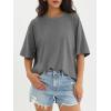 imageATHMILE Womens Oversized T Shirts Loose Fit Crewneck Short Sleeve Tops Summer Casual Blouse Y2K 2025 Basic Tee BeachDarkgrey