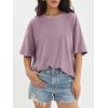 imageATHMILE Womens Oversized T Shirts Loose Fit Crewneck Short Sleeve Tops Summer Casual Blouse Y2K 2025 Basic Tee BeachDarkpink