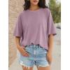 imageATHMILE Womens Oversized T Shirts Loose Fit Crewneck Short Sleeve Tops Summer Casual Blouse Y2K 2025 Basic Tee BeachDarkpink