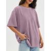 imageATHMILE Womens Oversized T Shirts Loose Fit Crewneck Short Sleeve Tops Summer Casual Blouse Y2K 2025 Basic Tee BeachDarkpink