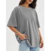 imageATHMILE Womens Oversized T Shirts Loose Fit Crewneck Short Sleeve Tops Summer Casual Blouse Y2K 2025 Basic Tee BeachGrey