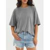 imageATHMILE Womens Oversized T Shirts Loose Fit Crewneck Short Sleeve Tops Summer Casual Blouse Y2K 2025 Basic Tee BeachGrey