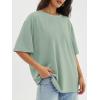 imageATHMILE Womens Oversized T Shirts Loose Fit Crewneck Short Sleeve Tops Summer Casual Blouse Y2K 2025 Basic Tee BeachGrey Green