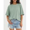 imageATHMILE Womens Oversized T Shirts Loose Fit Crewneck Short Sleeve Tops Summer Casual Blouse Y2K 2025 Basic Tee BeachGrey Green