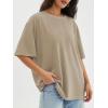 imageATHMILE Womens Oversized T Shirts Loose Fit Crewneck Short Sleeve Tops Summer Casual Blouse Y2K 2025 Basic Tee BeachKhaki