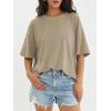 imageATHMILE Womens Oversized T Shirts Loose Fit Crewneck Short Sleeve Tops Summer Casual Blouse Y2K 2025 Basic Tee BeachKhaki