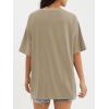 imageATHMILE Womens Oversized T Shirts Loose Fit Crewneck Short Sleeve Tops Summer Casual Blouse Y2K 2025 Basic Tee BeachKhaki