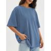 imageATHMILE Womens Oversized T Shirts Loose Fit Crewneck Short Sleeve Tops Summer Casual Blouse Y2K 2025 Basic Tee BeachNavy