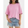 imageATHMILE Womens Oversized T Shirts Loose Fit Crewneck Short Sleeve Tops Summer Casual Blouse Y2K 2025 Basic Tee BeachPink