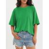 imageATHMILE Womens Oversized T Shirts Loose Fit Crewneck Short Sleeve Tops Summer Casual Blouse Y2K 2025 Basic Tee BeachSaint Patrick Green