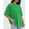 imageATHMILE Womens Oversized T Shirts Loose Fit Crewneck Short Sleeve Tops Summer Casual Blouse Y2K 2025 Basic Tee BeachSaint Patrick Green