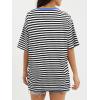 imageATHMILE Womens Oversized T Shirts Loose Fit Crewneck Short Sleeve Tops Summer Casual Blouse Y2K 2025 Basic Tee BeachStriped Black  White