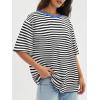 imageATHMILE Womens Oversized T Shirts Loose Fit Crewneck Short Sleeve Tops Summer Casual Blouse Y2K 2025 Basic Tee BeachStriped Black  White