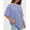 imageATHMILE Womens Oversized T Shirts Loose Fit Crewneck Short Sleeve Tops Summer Casual Blouse Y2K 2025 Basic Tee BeachStriped Blue  White