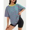 imageATHMILE Womens Oversized T Shirts Loose Fit Crewneck Short Sleeve Tops Summer Casual Blouse Y2K 2025 Basic Tee BeachStriped Pink  Green