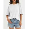 imageATHMILE Womens Oversized T Shirts Loose Fit Crewneck Short Sleeve Tops Summer Casual Blouse Y2K 2025 Basic Tee BeachWhite