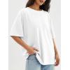 imageATHMILE Womens Oversized T Shirts Loose Fit Crewneck Short Sleeve Tops Summer Casual Blouse Y2K 2025 Basic Tee BeachWhite