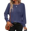 imageATHMILE Long Sleeve Tops for Women 2025 Spring Fashion T Shirts for Women Crewneck Casual Loose Shirts Basic TeeNavy Blue