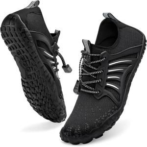 imageATHMILE Water Shoes for Women Men QuickDry Lightweight Barefoot Beach Pool Aqua Shoes for Swim Hiking Snorkeling KayakA Black