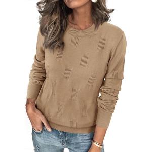 imageATHMILE Womens Sweaters Knit Long Sleeve Pullover Tops Trendy Dressy Business Casual Winter Clothes Outfit Fashion 2025Deep Apricot