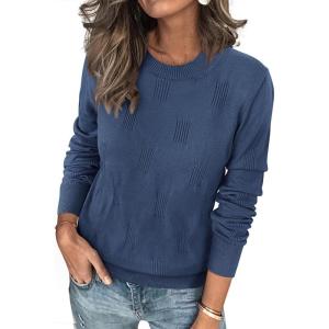 imageATHMILE Womens Sweaters Knit Long Sleeve Pullover Tops Trendy Dressy Business Casual Winter Clothes Outfit Fashion 2025Grey Blue