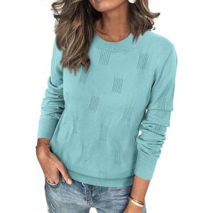 imageATHMILE Womens Sweaters Knit Long Sleeve Pullover Tops Trendy Dressy Business Casual Winter Clothes Outfit Fashion 2025Sky Blue