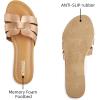 imageATHMILE Sandals for Women 2025 Vacation Womens Sandals Dressy Summer Flats Sandals Women Slides for Party Wedding BeachGold