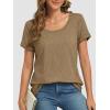 imageATHMILE T Shirts Short Sleeve Scoop Neck Tees for Women Fashion Tops Trendy Casual Summer Outfits Clothes 2025Coffee