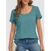 imageATHMILE T Shirts Short Sleeve Scoop Neck Tees for Women Fashion Tops Trendy Casual Summer Outfits Clothes 2025Lakeblue
