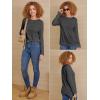 imageATHMILE Womens Long Sleeve Shirts Basic Tee Fall Trendy Spring Top Business Casual Beach Vacation Workout 2025 FashionBlack Grey