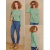 imageATHMILE Womens Long Sleeve Shirts Basic Tee Fall Trendy Spring Top Business Casual Beach Vacation Workout 2025 FashionLight Green