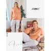 imageATHMILE Womens Long Sleeve Shirts Basic Tee Fall Trendy Spring Top Business Casual Beach Vacation Workout 2025 FashionLight Orange