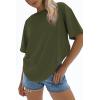 imageATHMILE Womens Oversized T Shirts Loose Fit Crewneck Short Sleeve Tops Summer Casual Blouse 2025 Y2K Basic Tee BeachArmygreen