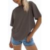 imageATHMILE Womens Oversized T Shirts Loose Fit Crewneck Short Sleeve Tops Summer Casual Blouse 2025 Y2K Basic Tee BeachBrown