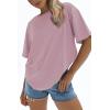 imageATHMILE Womens Oversized T Shirts Loose Fit Crewneck Short Sleeve Tops Summer Casual Blouse 2025 Y2K Basic Tee BeachDarkpink